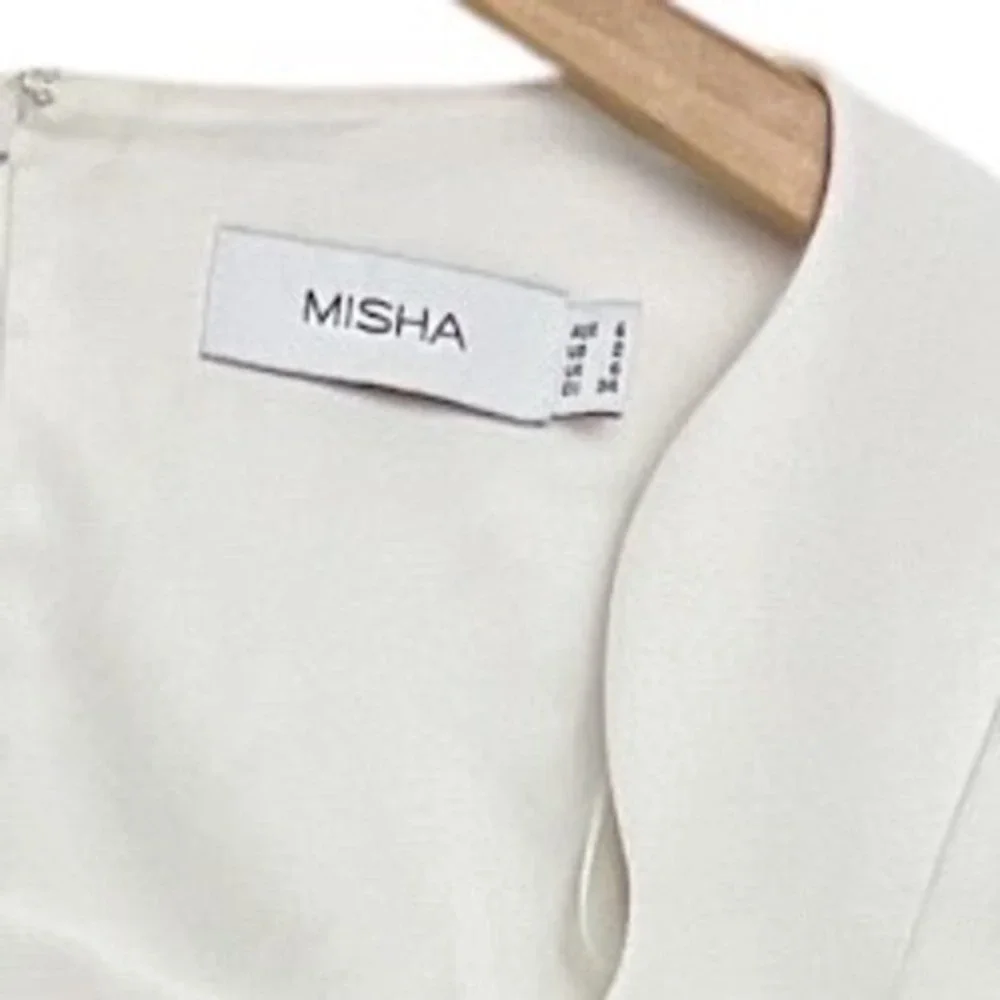 MISHA White Long Sleeve Cutout Square‎ Neck Mini Dress Size US 2